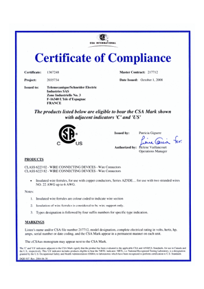 c CSA us Certificate, AZ5DE